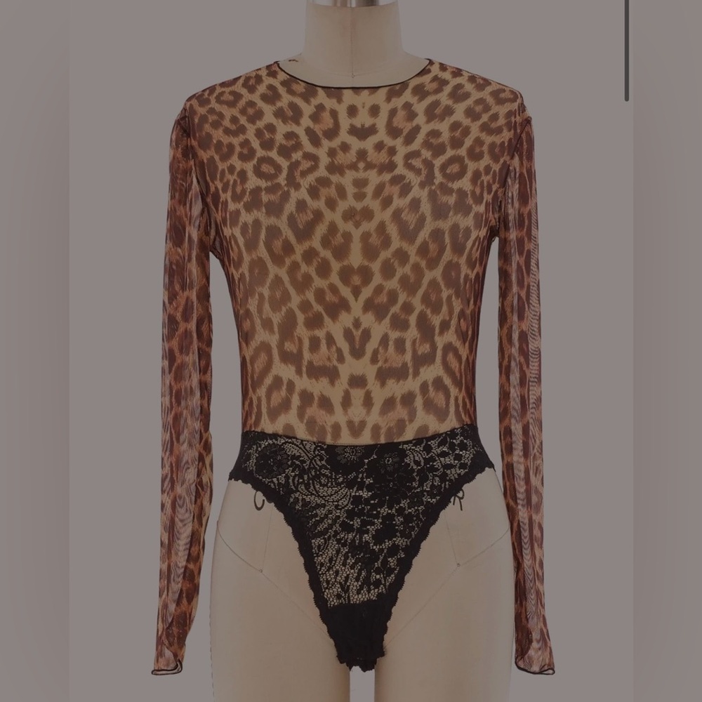 GUY LAROCHE LEOPARD
PRINTED MESH BODYSUIT